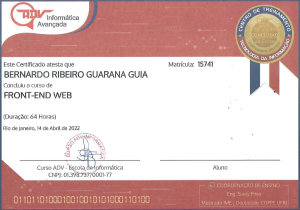 certificado da ADV informática - front-end web